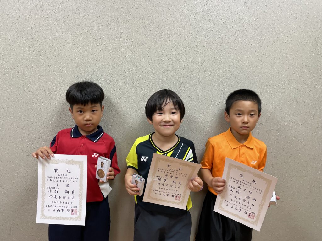 1年男子シングルス 表彰式