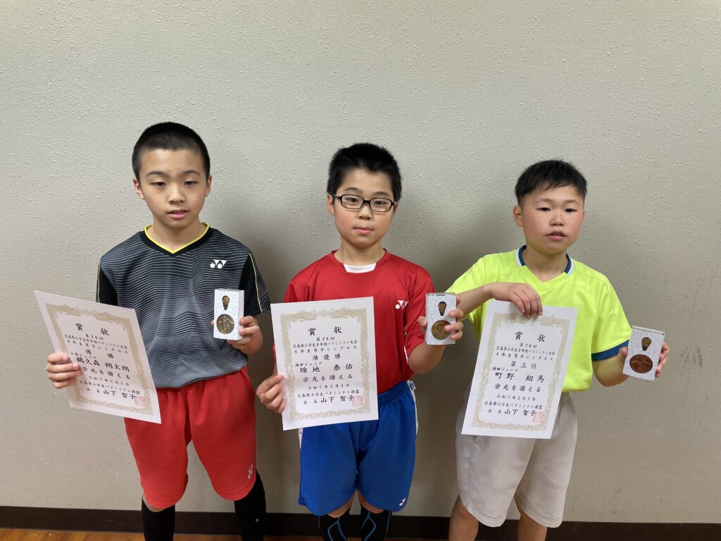 4年男子シングルス 表彰式